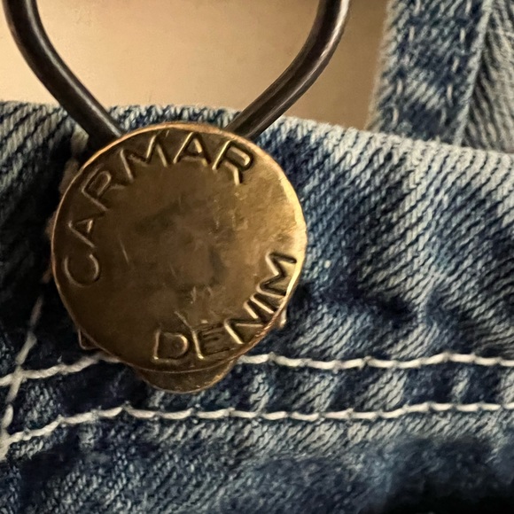 CarMar Medium Overall Shorts Blue Denim Jean Destroyed Distressed - Picture 4 of 7